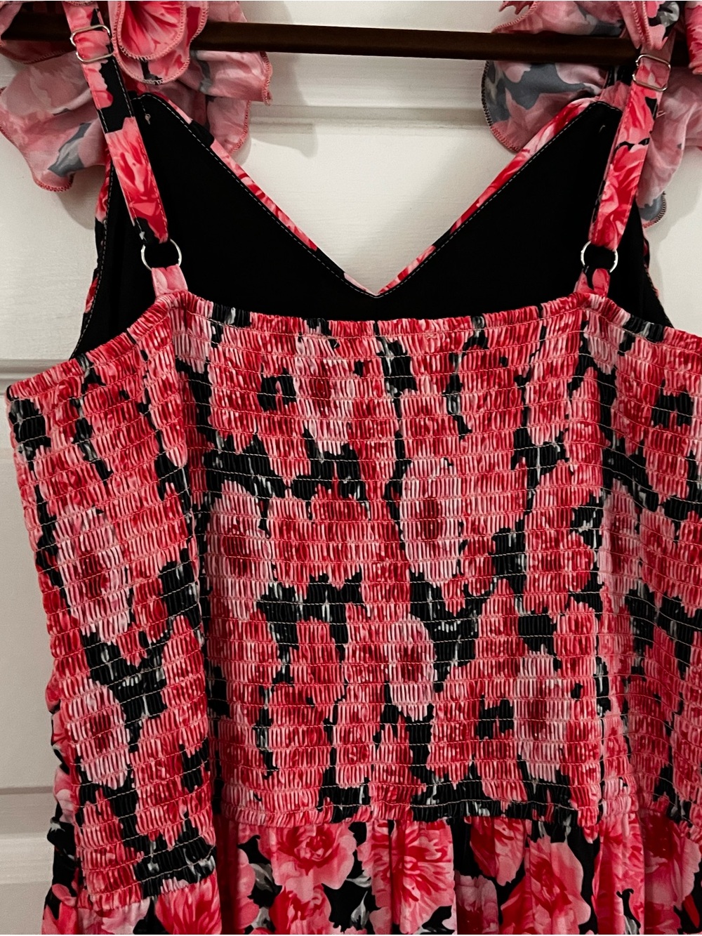 Grace Karin Coral Pink Floral V-Neck Midi Dress - Picture 6 of 13
